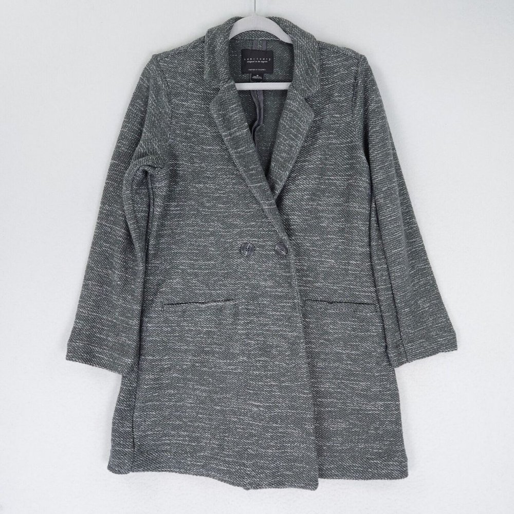 Santuary Jacket Womens Medium Gray Lightweight Double Breasted Classic Casual